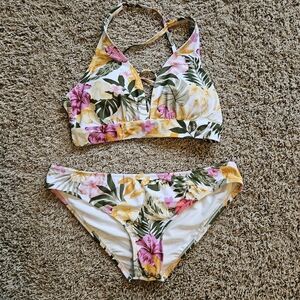 Kona Sol Yellow and Pink Bikini Vibrant Floral Design